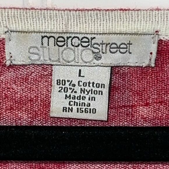 Mercer Street Studio Button Up Cardigan Sweater Womens Large Red Floral 3/4 Slv - Picture 5 of 8